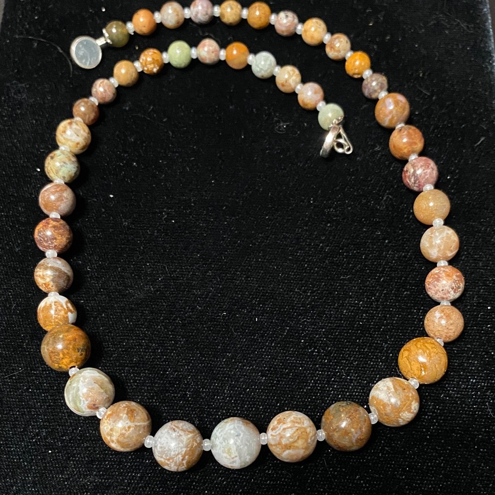 Artisan Natural African Green Opal gemstone silver magnetic clasp necklace